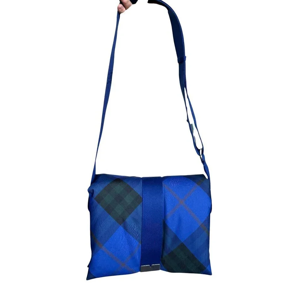 Burberry Blue Plaid Messenger Bag